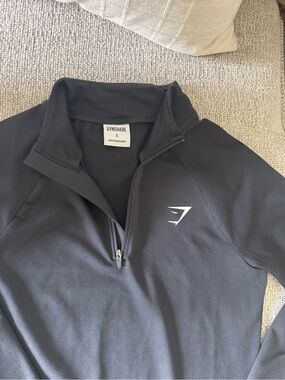Gymshark Black Half-Zip Training Top with White Logo